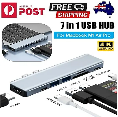 $29.99 • Buy 6 In 1 USB C Hub Multiport Adapter Converter Fast Speeds 3.0 4K HDMI Ethernet AU