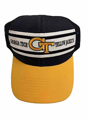 Vintage Georgia Tech Yellow Jackets Trucker Nylon SnapBack Hat • $30