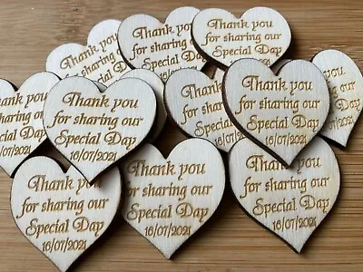 £3.99 • Buy Personalised Contemporary Wooden Hearts 4cm Table Decorations Wedding Favours