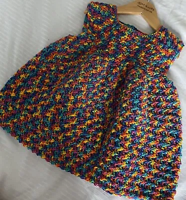 6-12 Months Dress Rainbow Handmade Crochet Multicolour Girl Baby Birthday  • £15