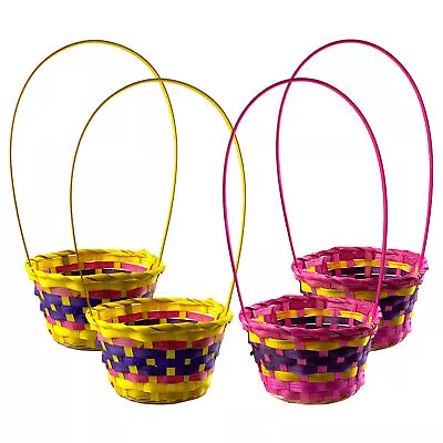 £9.99 • Buy Easter Egg Hunt Wicker Baskets - Pink Purple Yellow (Set Of 4)