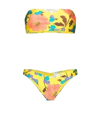 Zimmermann Estelle Bandeau Bikini BOTTOMS| Yellow Floral Low Rise Bottoms Swim • $39.99