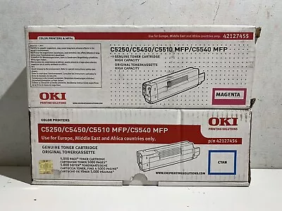 Set Of 2 OKI Toner Cartridges Magenta Cyan For C5250 C5450 C5510 MFP C5540 MFP • £29.99