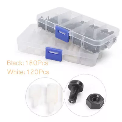 Hex M3 Spacers Screw Nut Standoff Kit White/Black W/plastic Box Kit Nylon 300PCS • $20.99