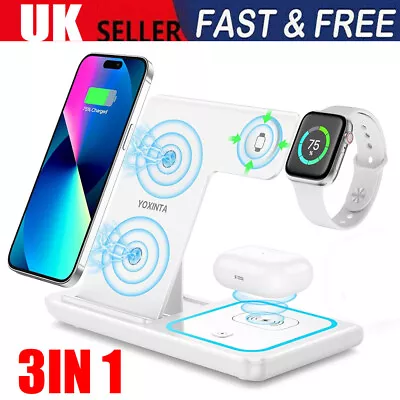 3 In 1 Wireless Charger Dock Charging Station For Apple Watch IPhone 15 14 13 12 • £13.89