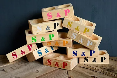 Eco-friendly Salt And Pepper Pinch Pots Handmade From Pine With S & P Stencil • £8.99