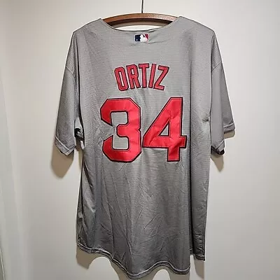 Majestic Authentic MLB Mens Grey Boston Red Sox David Ortiz Jersey Size XXL • $39