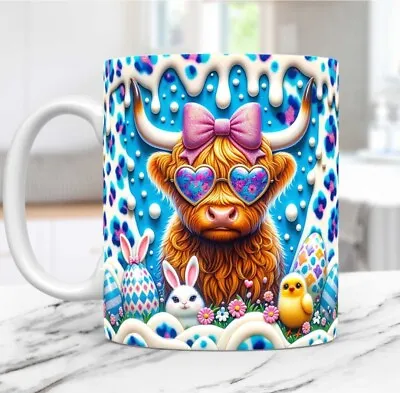 Highland Cow Easter Mug  Highland Cow Easter Mug Cows Highland  Gifts Mug Tea  • £10