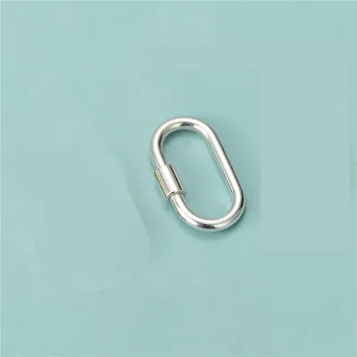 1 PC 925 Sterling Silver Oval Link Lock Enhancer Bail Carabiner Clasp Connector • $8.91