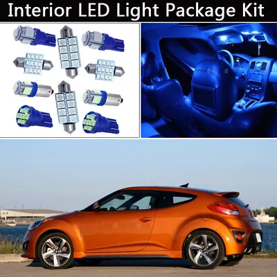 8PCS Blue LED Interior Car Lights Package Kit Fit 2012-2016 Hyundai Veloster J1 • $10.42