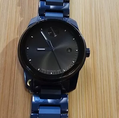 Movado Bold Verso Watch With 42mm Black Face & NavyBlue Ceramic Bracelet • $545