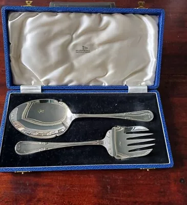 Vintage Silver Plate Serving Cutlery By Walker And Hall In Their Original Case • £22