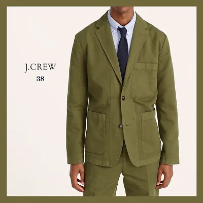 NEW - J. CREW Garment-Dyed Cotton-Linen Chino Suit Jacket Hillside Green Sz 38 • $74
