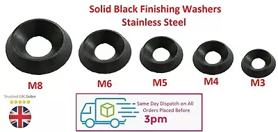 NEW Black Countersunk Solid Finishing Washer Marine Grade Stainless Steel  M3-M8 • £3.25