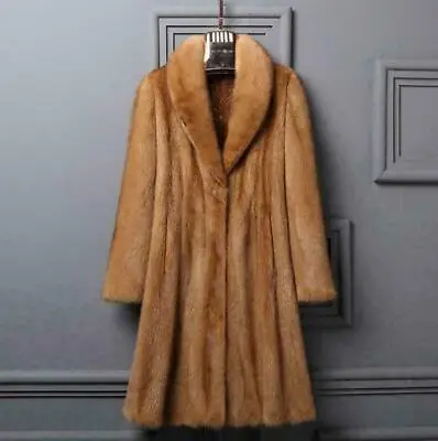 Real Mink Fur Long Thick Winter Ladies Coat Lapel Jacket Warm Parka Size M-4XL • $101.35