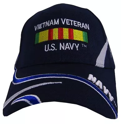 NEW U.S. Navy Vietnam Veteran With Ribbons Baseball Cap Hat. Navy Blue • $12.88