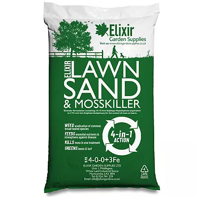 Elixir Lawn Sand & Moss Killer 4-0-0+3Fe | 1kg - 20kg | Supplied In Bags • £8.99