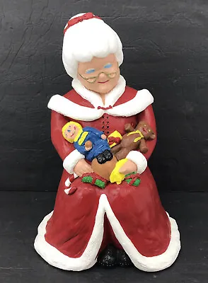 Vintage Mrs. Claus Holding Doll & Bear Christmas Ceramic Figurine 14.5” Tall • $64.99
