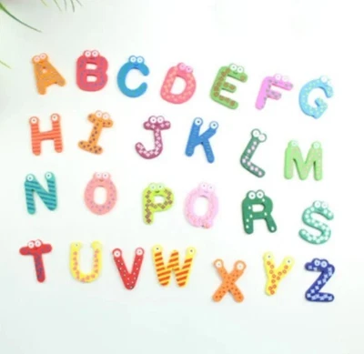£4.99 • Buy 26 Letters 10 Numbers Kids Wooden Alphabet Fridge Magnet Child Educational Toy