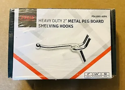 Presa Heavy Duty Metal Peg Board Shelving Hooks 2-inch Chrome 50-pack NEW SEALED • $37.99