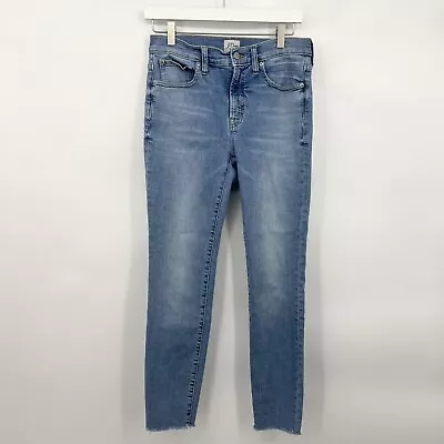 J Crew 9” Toothpick Skinny Jeans Zip Fly Light Wash Stretch Blue Size 27 • $15