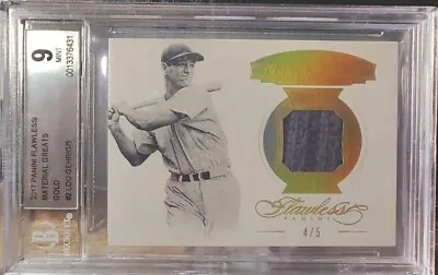 LOU GEHRIG #4/5 2017 Flawless MATERIAL GREATS  BGS 9 GAME USED ⭐ JERSEY NUMBER!  • $699.99