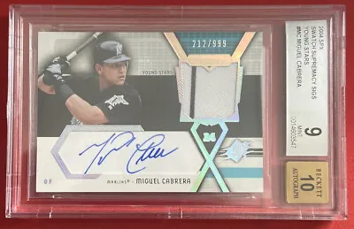 2004 UD SPX Swatch Supremacy Signatures Young Stars MIGUEL CABRERA /999 BGS 9/10 • $1499.99