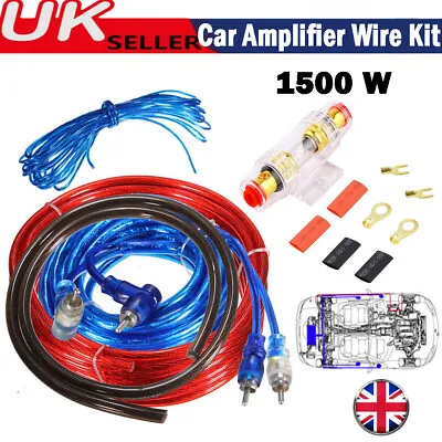 1500 Watt 8 AWG Car Power Amplifier AMP RCA Cable Audio Subwoofer Wiring Kit UK • £6.37