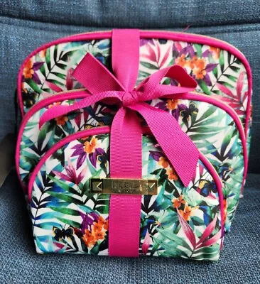 NICOLE MILLER 3Piece Set Logo Multi Floral Travel Cosmetic Bag Makeup Case Pouch • $29.95