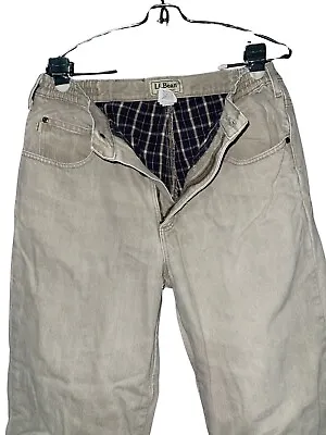 Vtg L.L. Bean Plaid Flannel Lined LL Denim Jeans Mens Sz 33x30 Classic Fit • $19.99