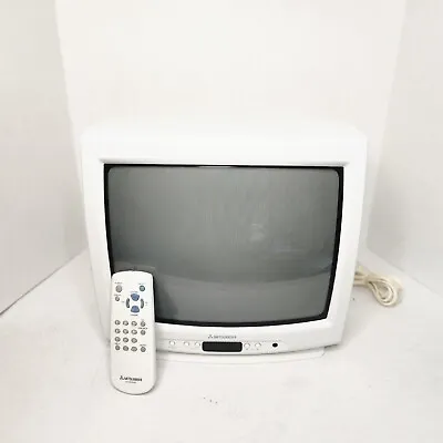 Mitsubishi CS-13104 CRT Gaming TV White Vintage 13  Oct 1997 W/ Remote TESTED • $132.55