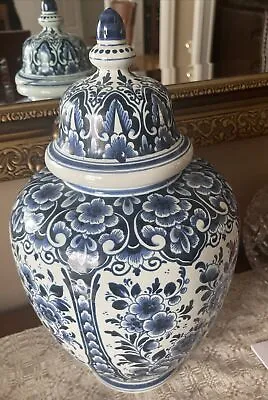 Vintage Hand Painted Signed  DELFT 15 Inch Jar/vase Made In Holland  • $225