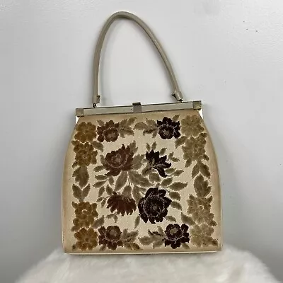 Vintage L & M Beige Floral Tapestry Bag Made In USA • $37