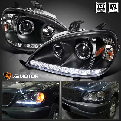 Black Fits 2002-2005 Mercedes W163 ML350 ML500 ML LED Strip Projector Headlights • $248.38