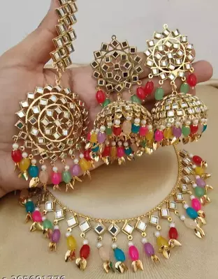 Indian Bollywood Gold Plated Kundan Choker Bridal Necklace Earrings Jewelry Set • $23.99