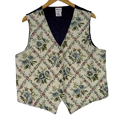 Vintage Bobbie Brooks Floral Tapestry Vest L XL Grandmacore Cottagecore Granny • $25
