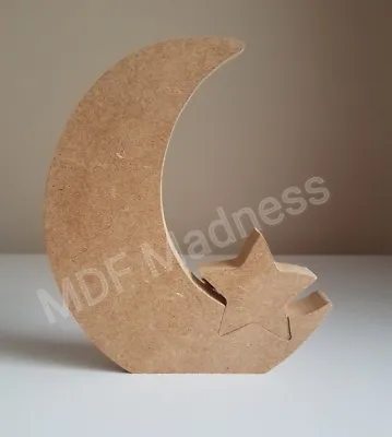 £4.25 • Buy Mdf Craft Shape. Wooden Moon With Star Insert