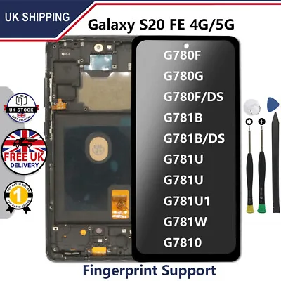 For Samsung Galaxy S20 FE SM-G780/G781 OLED LCD Screen Touch Digitizer + Frame • £39.89