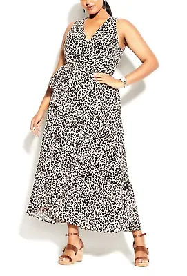 CITY CHIC Prowess Maxi Dress Leopard Print Plus Size Small 16 NWT [RRP $129.95] • $45