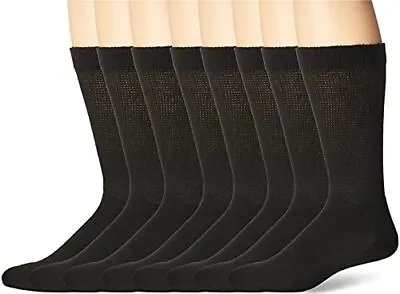 Men's Extra Wide Non-Binding Top Crew Socks With Coolmax Fiber 8 Pairs Black ... • $22.93