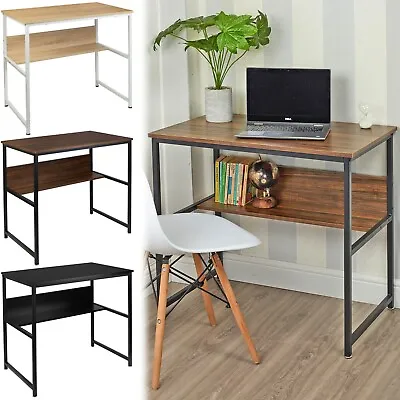 Metal & Wood Office Desk Unit Office Study Compact Workstation Computer Table • £26.99
