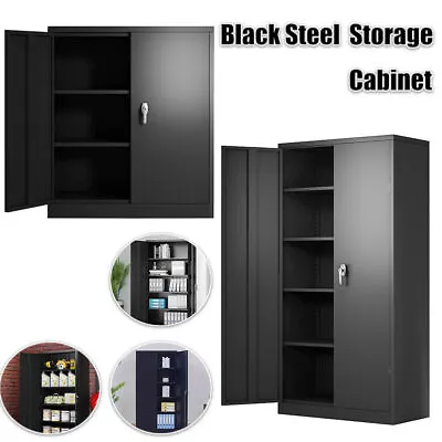 Metal Storage Cabinet Filing Cabinets With 2 Locking Door Adjustable Shelves • $178.99