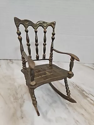 Miniature Brass Rocking Chair Doll House Furniture Small Dollhouse Accessory • $11