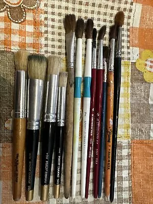 Lot 12 Vtg Artist Paint Brushes Grumbacher Delle National Robert Simmons & More • $30