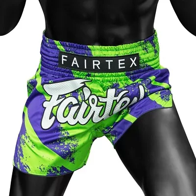 Boxing Shorts Muay Thai Fairtex Shorts Kabuki Green/Blue BS1928 Boxing Practice • $56.99