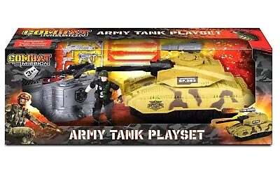 Combat Mission Army Tank Playset Military Base Soldier Kids Children Toy Gift • £12.99