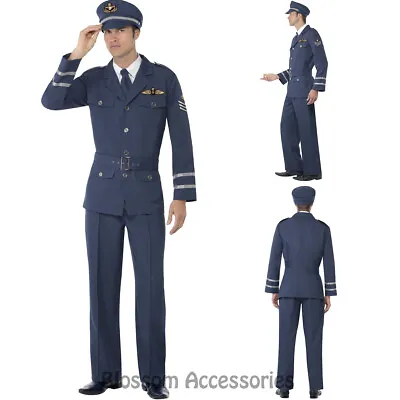 CL718 Air Force Mens Military Pilot 1940s Captain Fancy Costume • $42.30