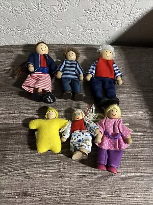 Melissa & Doug Wooden Dollhouse Figures Set Of Six With Some Worn Clothing  • $22