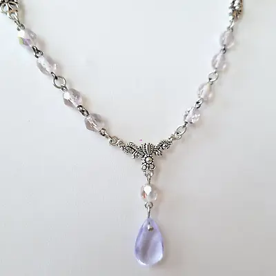 Vintage Necklace 21'' Lavender Purple Czech Glass Beads Women`s Jewelry Art Deco • $42.50