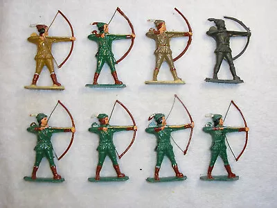 Lot Of 8 Vintage Lead Figures Of ROBIN HOOD Archer Bowman 58mm-60mm • $30